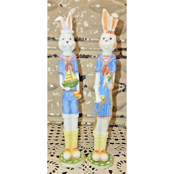 Holiday | Vintage Pair Of Tall Slender Boy Girl Bunny Rabbits Spring ...